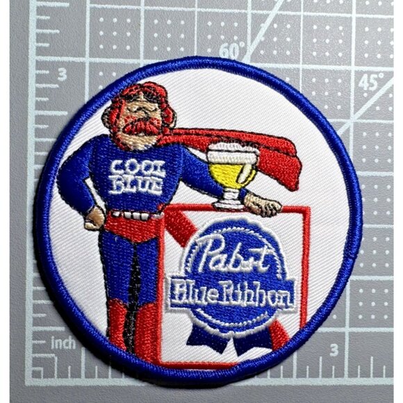 Cool Blue Pabst Blue Ribbon PBR Beer Can Embroidered 3in Iron / Sew-On Patch - Picture 2 of 3